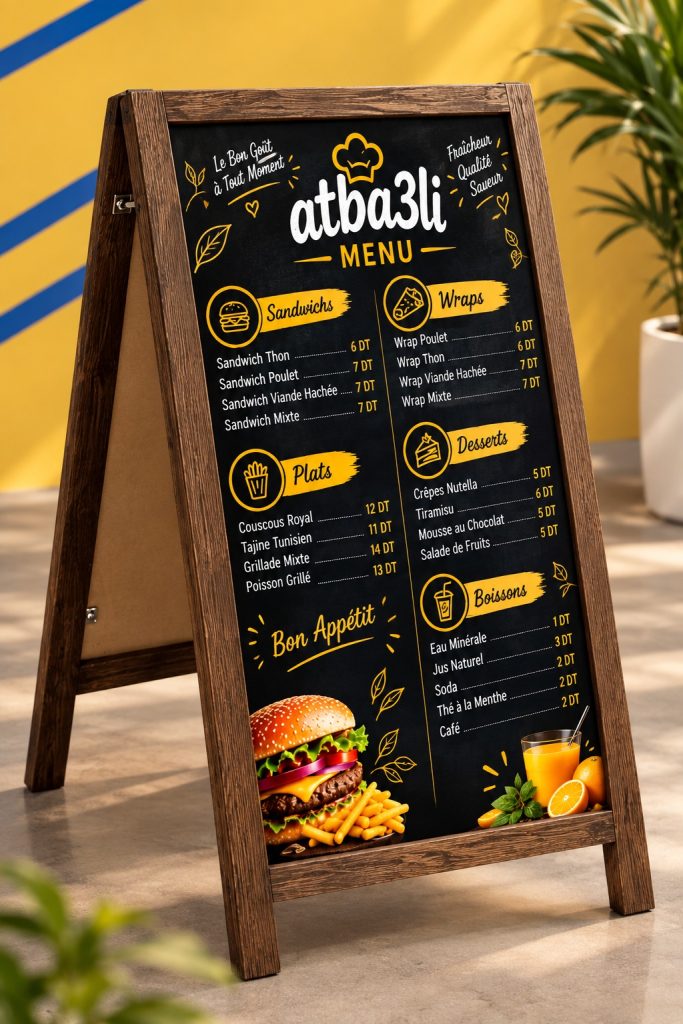 menu boird en bois