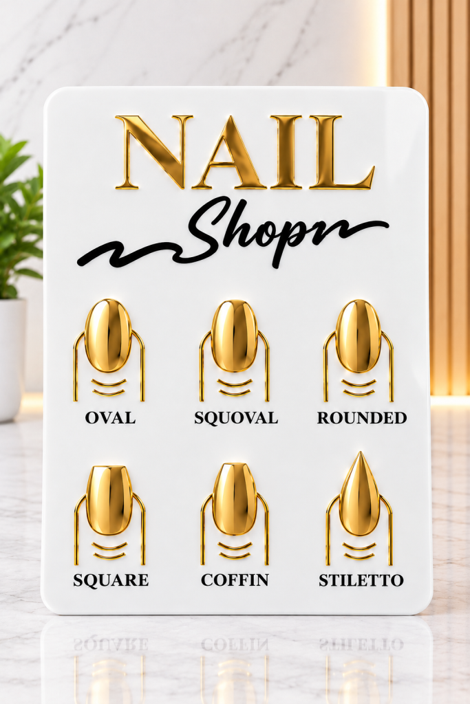 Présentoir professionnel des formes d’ongles blanc